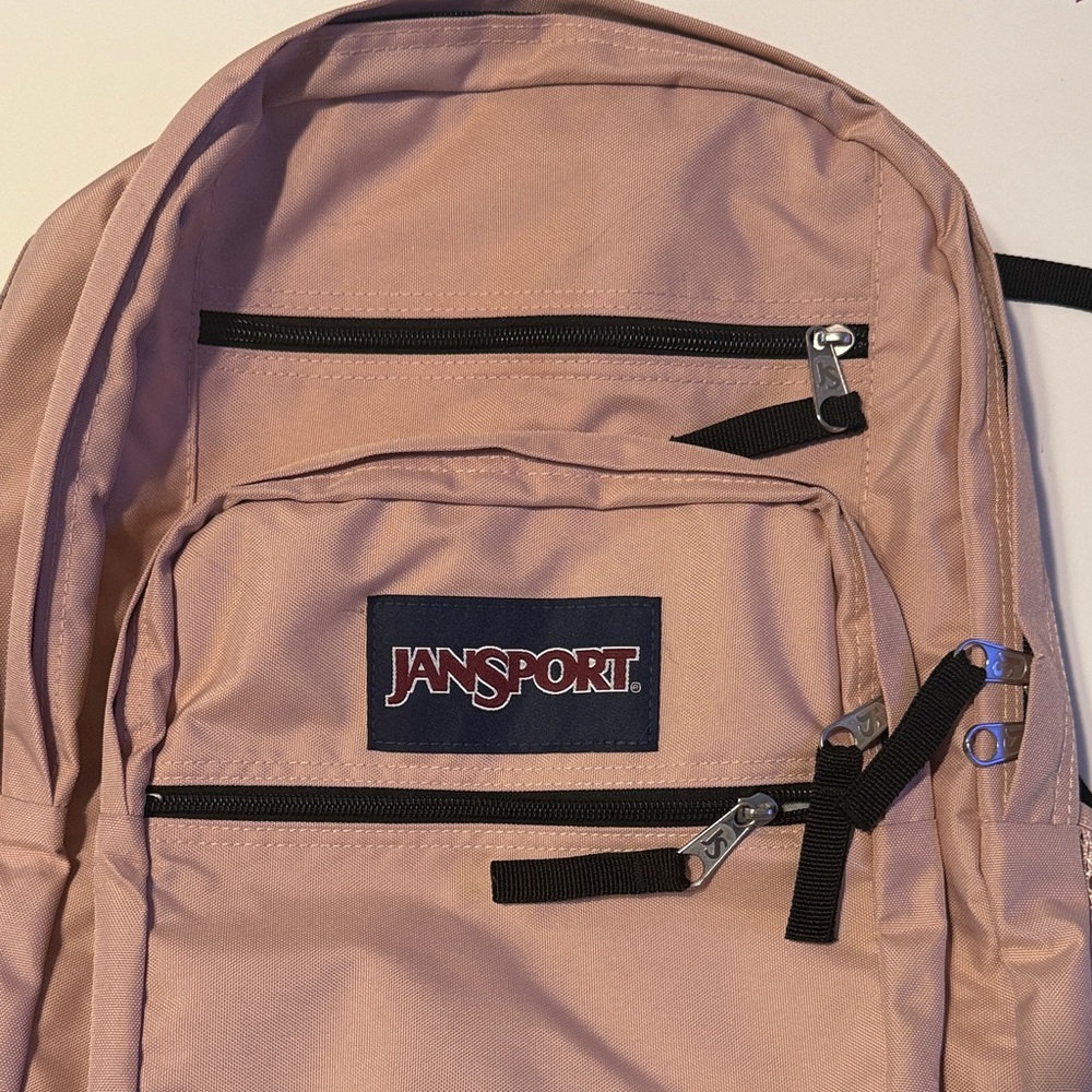 Jansport Light Pink and black Backpack so cute , big student - Picture 4 of 12